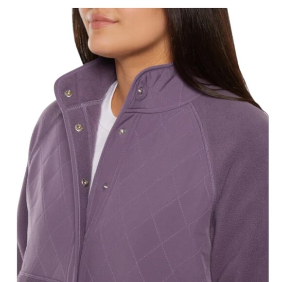 NEW GapFit Mixed Media Fleece Jacket | Purple - Picture 4 of 6